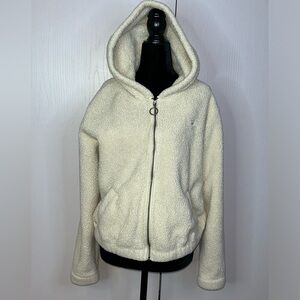 Euc faux fur Sherpa teddy bear abercrombi snd fitch zip coat